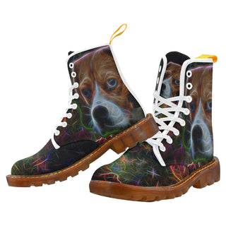 Beagle Glow Design 2 White Boots For Men - TeeAmazing