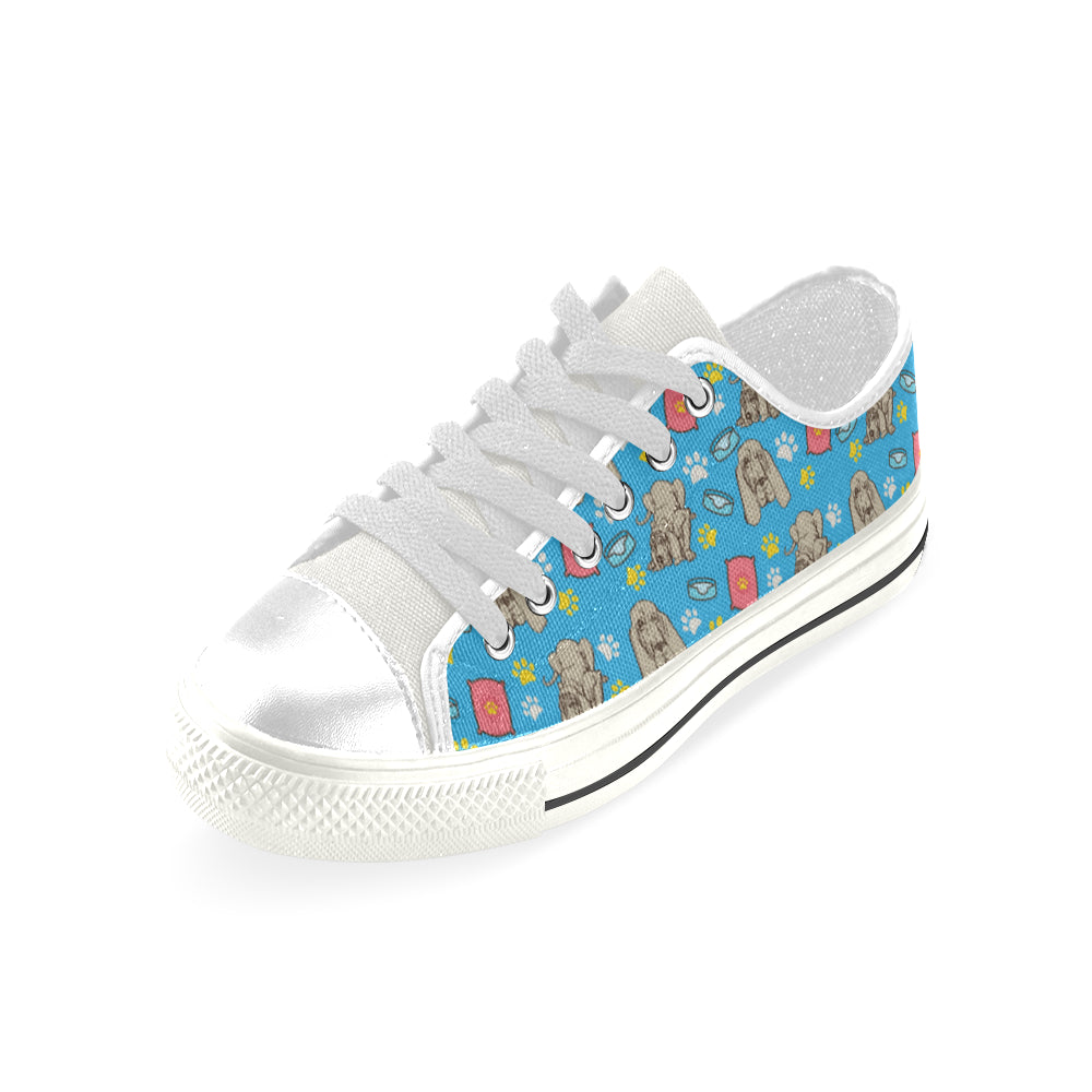 Bloodhound Pattern White Low Top Canvas Shoes for Kid - TeeAmazing