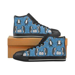 Penguin Black High Top Canvas Shoes for Kid - TeeAmazing