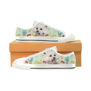 Maltipoo White Low Top Canvas Shoes for Kid - TeeAmazing