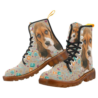 Basset Hound Black Boots For Men - TeeAmazing