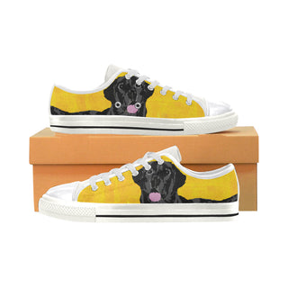 Black Labrador White Canvas Women's Shoes/Large Size - TeeAmazing