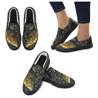 Fish Black Women's Slip-on Canvas Shoes - TeeAmazing