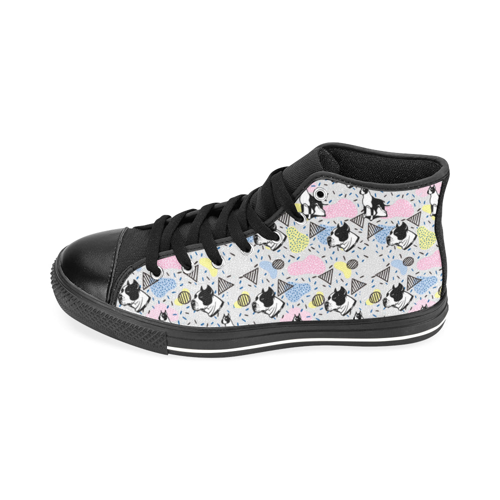 American Staffordshire Terrier Pattern Black Men’s Classic High Top Canvas Shoes /Large Size - TeeAmazing