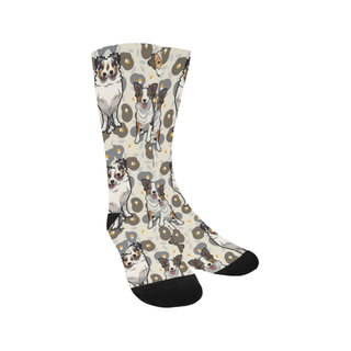 Australian Shepherd Flower Trouser Socks - TeeAmazing
