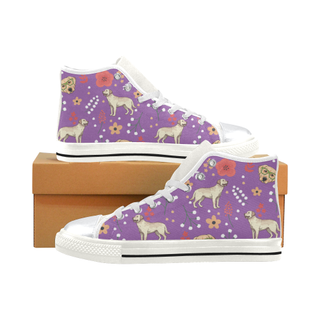 Labrador Retriever Flower White High Top Canvas Shoes for Kid (Model 017) - TeeAmazing