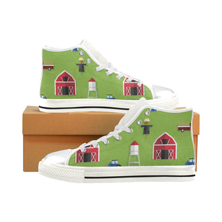 Farmer Pattern White High Top Canvas Shoes for Kid - TeeAmazing