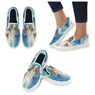 Cavalier King Charles Spaniel Water Colour No.1 White Women's Slip-on Canvas Shoes - TeeAmazing