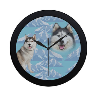 Husky Lover Black Circular Plastic Wall clock - TeeAmazing