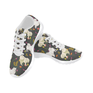 American Eskimo Dog Flower White Sneakers Size 13-15 for Men - TeeAmazing