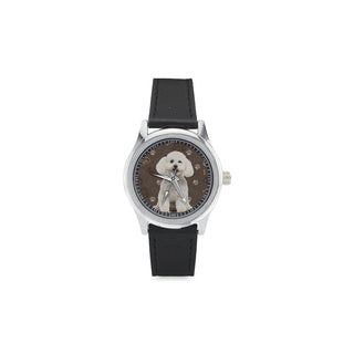Bichon Frise Dog Kid's Stainless Steel Leather Strap Watch - TeeAmazing