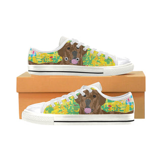 Chocolate Lab White Canvas Women's Shoes/Large Size - TeeAmazing