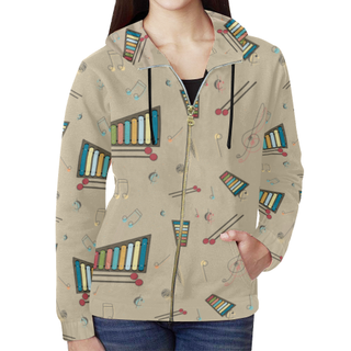 Vibraphone Pattern All Over Print Full Zip Hoodie for Women (Model H14) - TeeAmazing