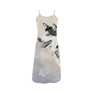 Alaskan Malamute Water Colour Alcestis Slip Dress - TeeAmazing