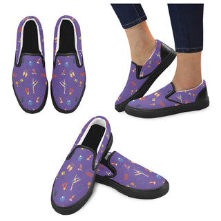 Gymnastics Pattern Black Women's Slip-on Canvas Shoes - TeeAmazing