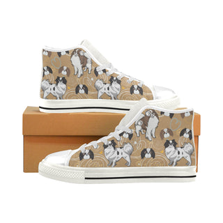Japanese Chin White Men’s Classic High Top Canvas Shoes - TeeAmazing