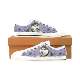 Siberian Husky Dog White Men's Classic Canvas Shoes/Large Size - TeeAmazing