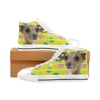 Italian Greyhound White High Top Canvas Women's Shoes/Large Size - TeeAmazing