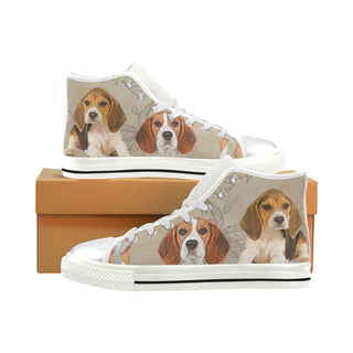 Beagle Lover White High Top Canvas Shoes for Kid - TeeAmazing