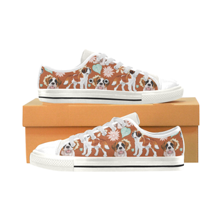 St. Bernard Flower White Low Top Canvas Shoes for Kid (Model 018) - TeeAmazing