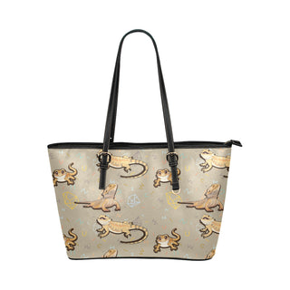 Bearded Dragon Lizard Pattern Leather Tote Bag/Small - TeeAmazing