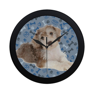 Schnoodle Dog Black Circular Plastic Wall clock - TeeAmazing