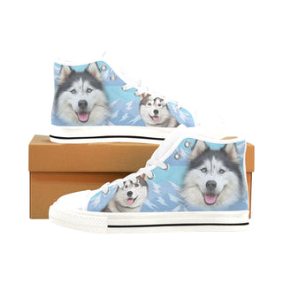 Husky Lover White Men’s Classic High Top Canvas Shoes /Large Size - TeeAmazing