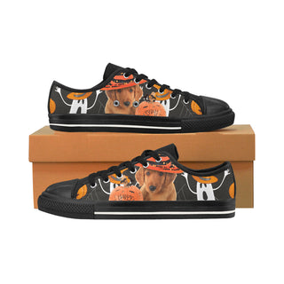 Golden Retriever Halloween Black Men's Classic Canvas Shoes/Large Size - TeeAmazing