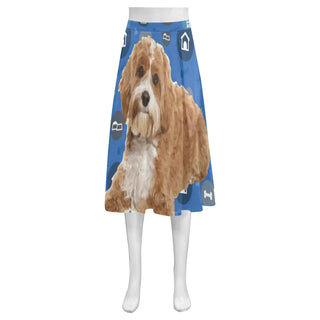 Cavapoo Dog Mnemosyne Women's Crepe Skirt (Model D16) - TeeAmazing