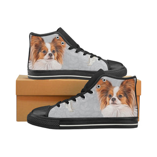 Papillon Lover Black High Top Canvas Women's Shoes/Large Size - TeeAmazing