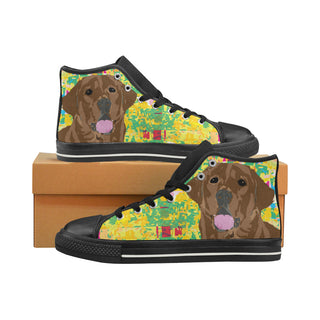 Chocolate Lab Black High Top Canvas Women's Shoes/Large Size - TeeAmazing