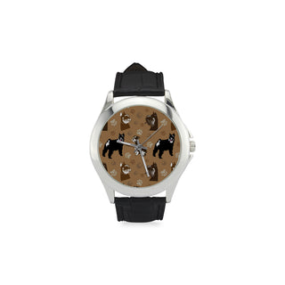 Miniature Schnauzer Pattern Women's Classic Leather Strap Watch - TeeAmazing