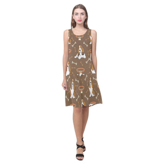 Basset Fauve Sleeveless Splicing Shift Dress - TeeAmazing