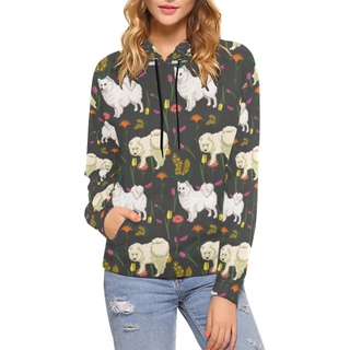 American Eskimo Dog Flower All Over Print Hoodie for Women (USA Size) (Model H13) - TeeAmazing