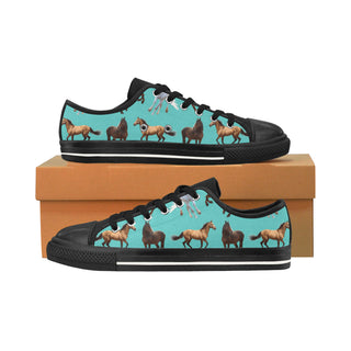 Horse Pattern Black Men's Classic Canvas Shoes/Large Size - TeeAmazing