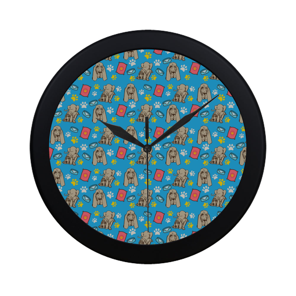 Bloodhound Pattern Black Circular Plastic Wall clock - TeeAmazing