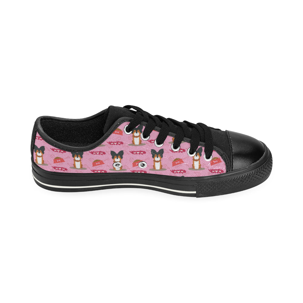 Papillon Pattern Black Canvas Women's Shoes/Large Size - TeeAmazing