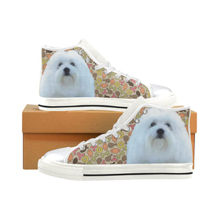 Coton De Tulear Dog White High Top Canvas Women's Shoes/Large Size - TeeAmazing