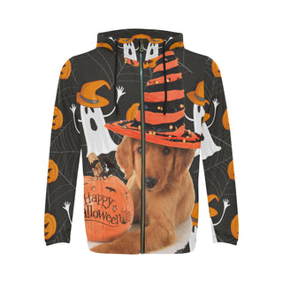 Golden Retriever Halloween V3 All Over Print Full Zip Hoodie for Men - TeeAmazing