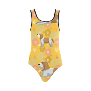 Petit Basset Griffon Vendéen Flower Vest One Piece Swimsuit (Model S04) - TeeAmazing