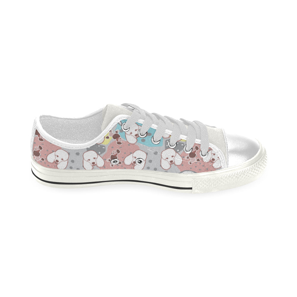 Poodle Pattern White Low Top Canvas Shoes for Kid - TeeAmazing