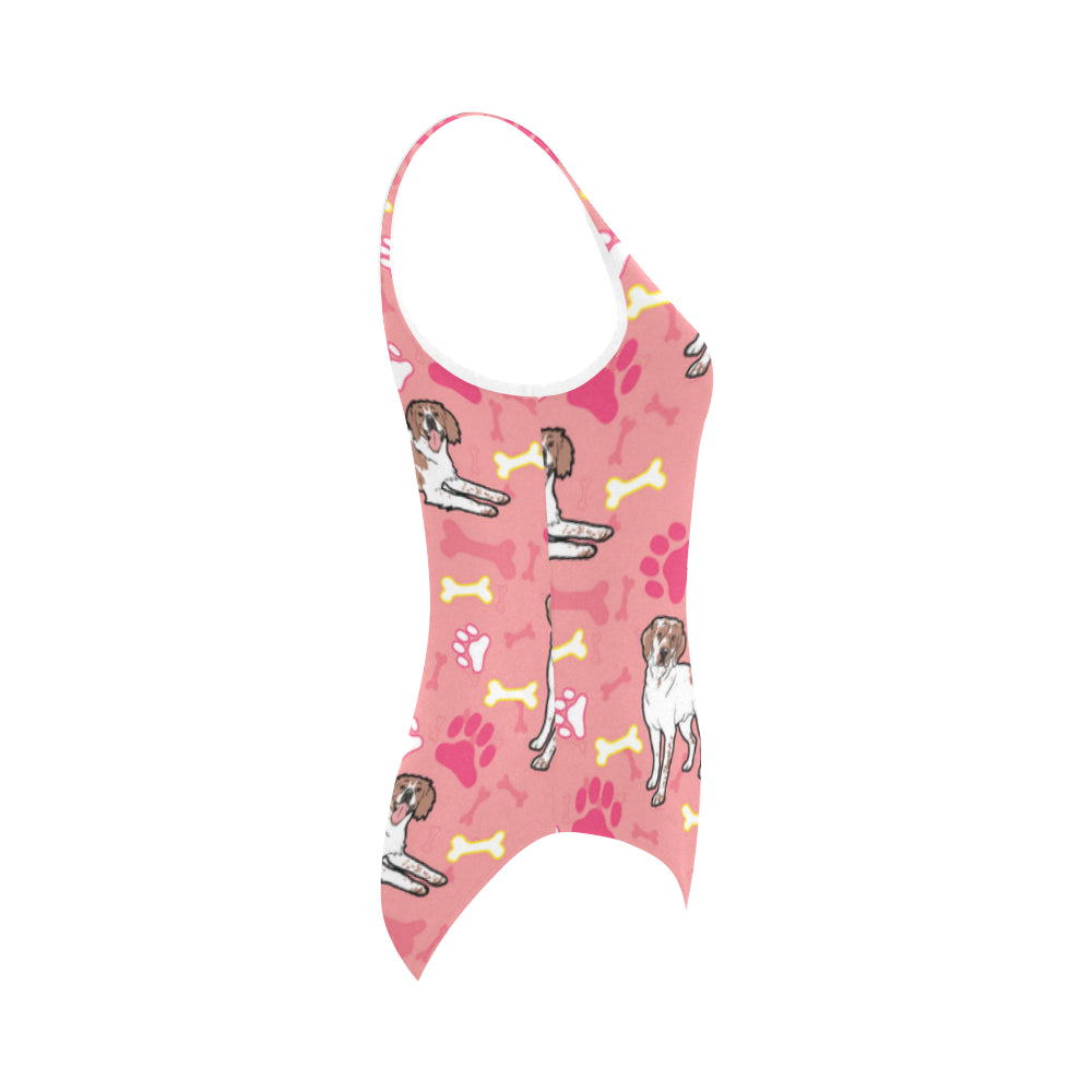 Brittany Spaniel Pattern Vest One Piece Swimsuit - TeeAmazing