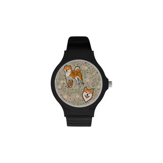 Akita Flower Unisex Round Plastic Watch(Model 302) - TeeAmazing