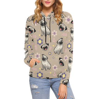 Pug Flower All Over Print Hoodie for Women (USA Size) (Model H13) - TeeAmazing