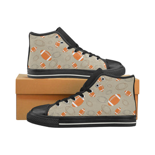 Rugby Pattern Black High Top Canvas Shoes for Kid - TeeAmazing