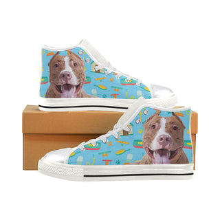 Pit bull White Women's Classic High Top Canvas Shoes - TeeAmazing