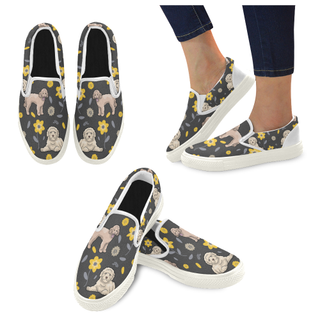 Goldendoodle Flower White Women's Slip-on Canvas Shoes - TeeAmazing