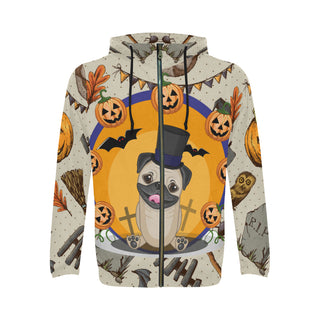 Pug Halloween All Over Print Full Zip Hoodie for Men - TeeAmazing