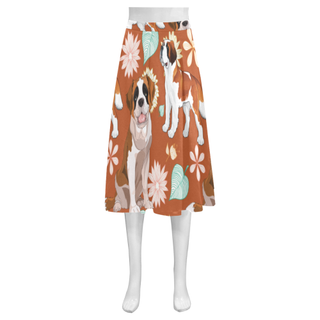 St. Bernard Flower Mnemosyne Women's Crepe Skirt (Model D16) - TeeAmazing