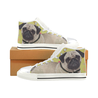 Pug White High Top Canvas Women's Shoes/Large Size - TeeAmazing